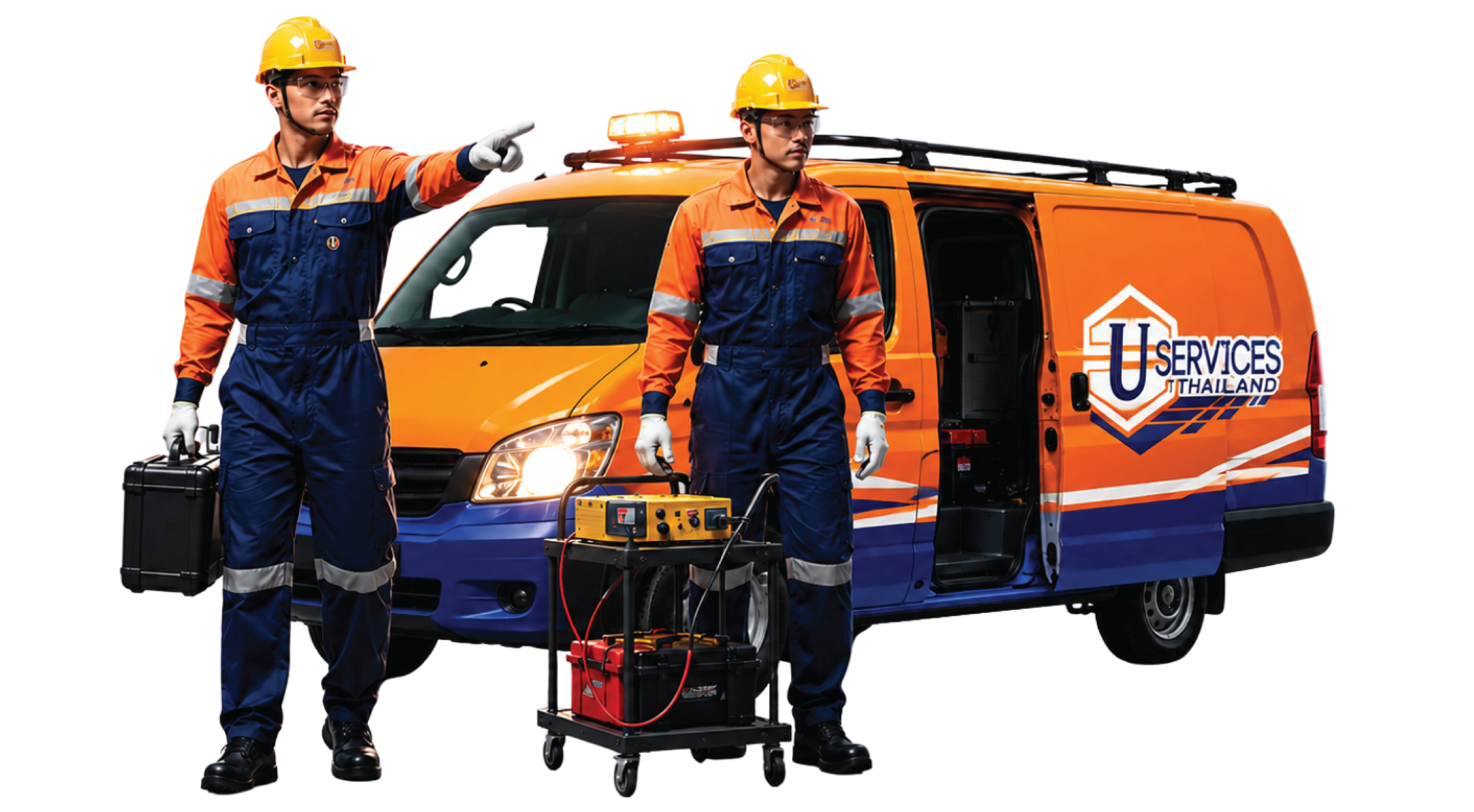 U-Services on-site engineering team and service vehicle